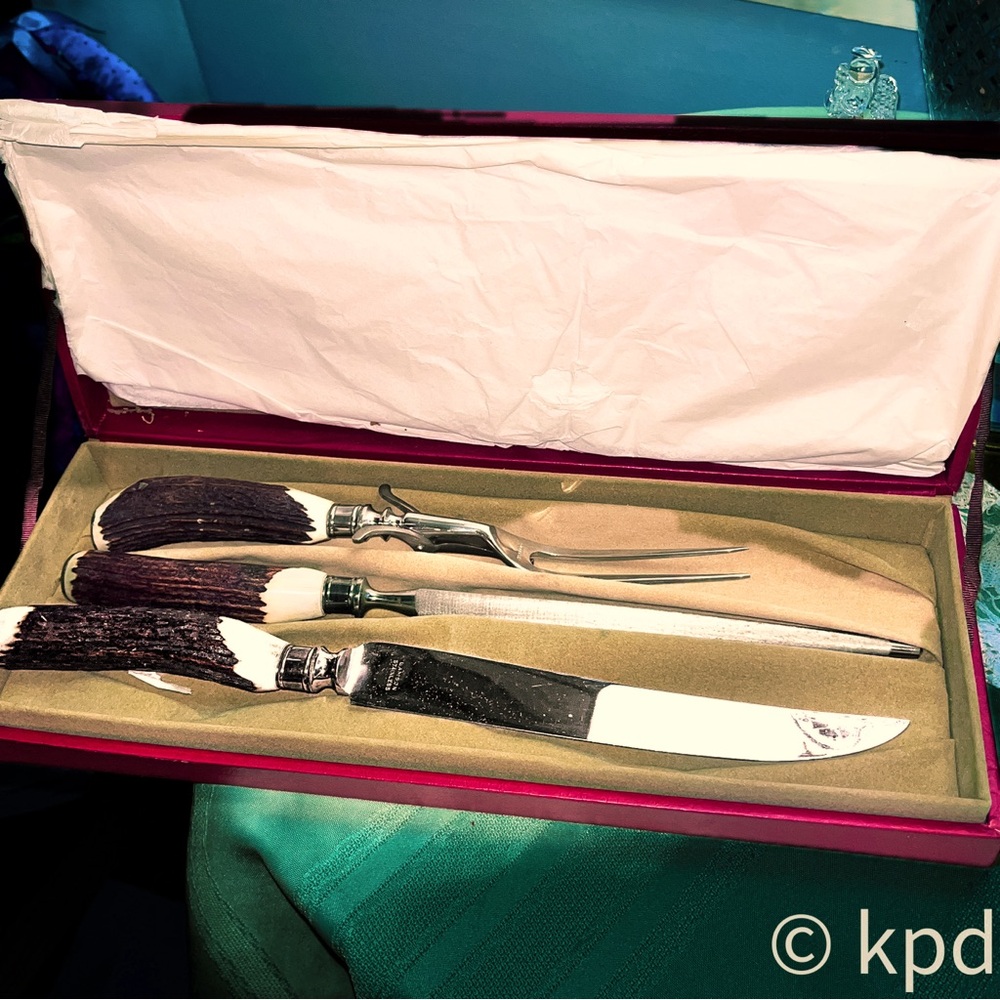 Lamson Stag Handle knife Carving set in original box - never used 1964 gift